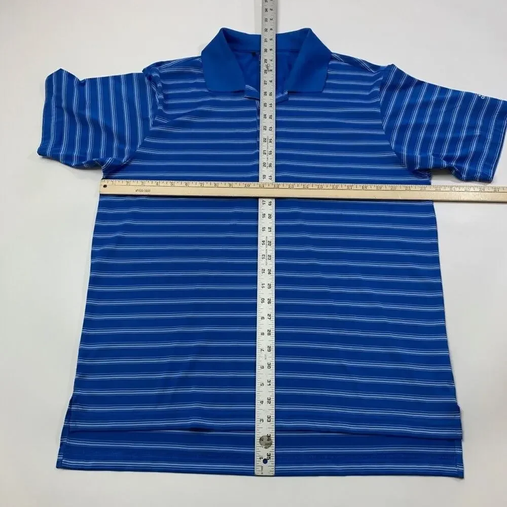 Adidas Polo Shirt Mens M Medium Harbor Cloud ClimaLite Striped Golf Performance